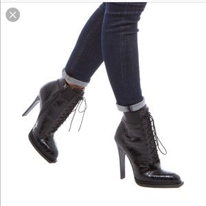 Black Lace-Up heeled boots